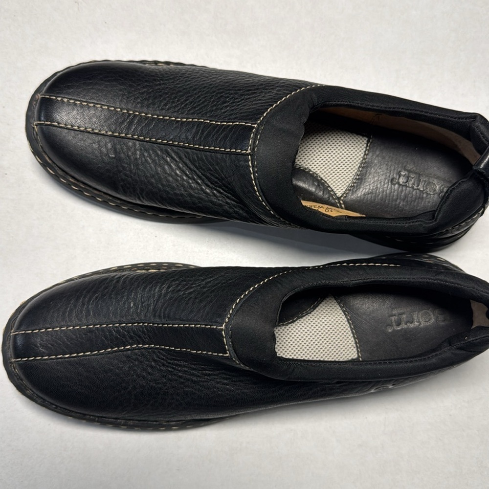 BORN Handmade black Leather Slip-on oxfords Shoes size 10 - Picture 3 of 7